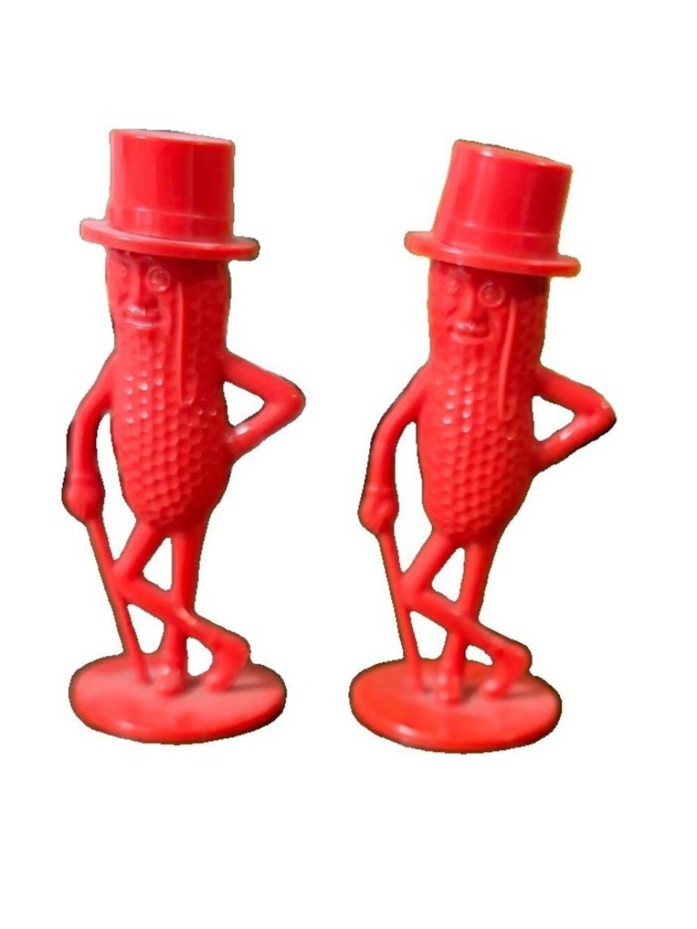Vintage Planters Mr Peanut Salt Pepper Shakers Red Plastic Figural S&P Pair